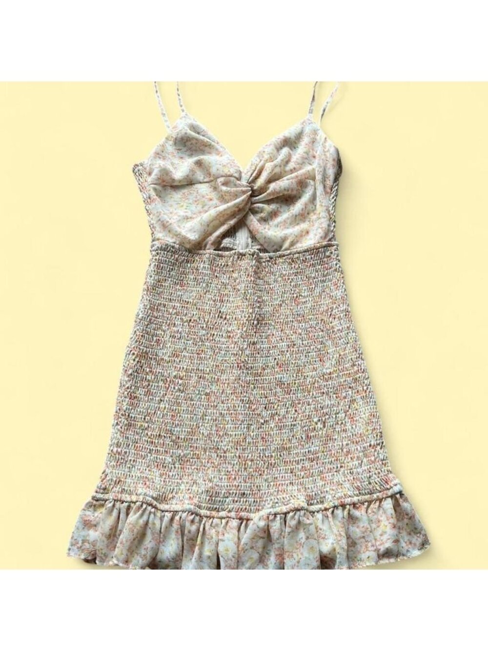 Mable Floral Y2K Small Mini Dress Tie Front Ruffle Hem Babydoll Summer Feminine